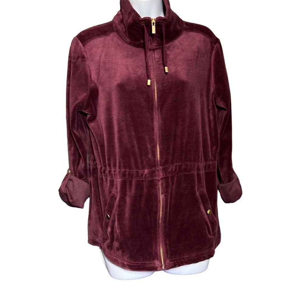 Basic Editions Women's Full Zip Jacket Velvet Rol… - image 2